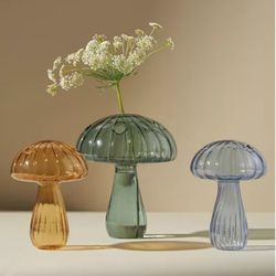 Transparent Jelly Color Mushroom Glass Vase: Aromatherapy Bottle, Hydroponic Flower Pot - Simple Table Decoration