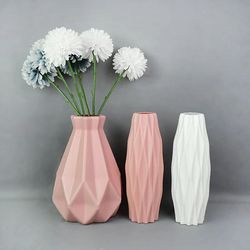 Modern Flower Vase: White Pink Blue Plastic Vase for Nordic Home Decor - Living Room Decoration & Flower Arrangement