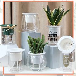 Mini Round Self-Watering Succulent Plant Pot - Modern Indoor Flowerpot Design for Lazy Gardeners