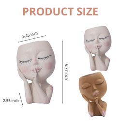 Adorable Lady Face Planters: Unique Indoor/Outdoor Pots with Drainage Hole & Closed Eyes