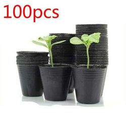 100pcs Plastic Seedling Planters: Breathable Nursery Pots for Flower & Vegetable Gardening