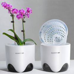 12 cm Clear Plastic Orchid Pot - Double Layer for Beautiful Orchids - Meshpot Plant Container
