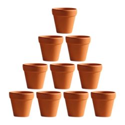 10 Small Mini Terracotta Clay Ceramic Pottery Planters for Cactus & Succulents - Nursery Pots Collection
