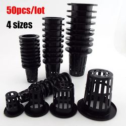 50pcs Mesh Plastic Nursery Pots for Hydroponic Growth in Soilless Greenhouses