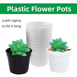Mini Plastic Flower Pots: Set of 10 Green Round Planters for Home & Office Decor