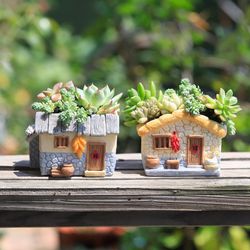 Vintage Farmhouse Planter: Creative Succulent & Air Plant Flower Pot for Fairy Garden & Home Decor