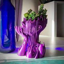 Melted Girl Planter: Resin Flower Pot with Drain Holes for Succulents - Tabletop Garden Decor & Ornament