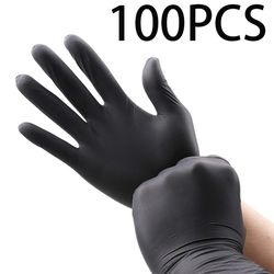 100 Pack Black Nitrile Gloves: Household Cleaning, Safety, Gardening, Kitchen Cooking, Tatto - Disposable Gloves