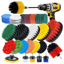 Electric Drill Brush Attachment Set - Power Scrubber for Car Polishing & Cleaning - Bathroom & Kitchen Tool