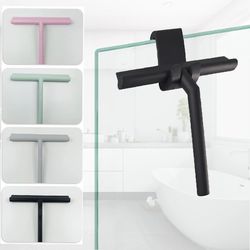 Bathroom Shower Squeegee: Glass Wiper for Windows, Mirrors, and Shower Doors with Silicone Scraper - Hanging Holder Incl