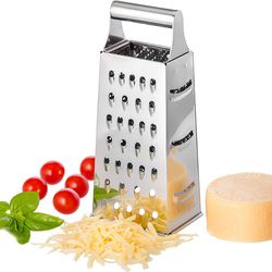 Multipurpose Stainless Steel 4-Sided Box Grater with Container - Kitchen Tools for Cheese & Vegetable Cutting