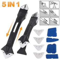 5-in-1 Silicone Scraper Caulk Tool Set with Stainless Steel Finisher - Grout & Sealant Removal Kit