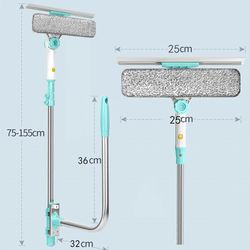 Extendable Window Glass Cleaning Tool for High Buildings - Retractable Pole, Wet/Dry Scraper & Wiper