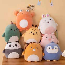 Soft Kawaii Zoo Animal Plush Pillow - Perfect Kids Birthday Gift | 40cm Cuddly Squishy Penguin, Pig, Rabbit, Panda, Crab