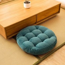 Inyahome Meditation Floor Round Pillow: Solid Tufted Thick Pad Cushion for Yoga, Balcony Chair, and Seating
