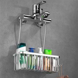Bathroom Shower Rack: Stainless Steel, Convenient Hanger, Black