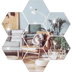 Hexagon Mirror Wall Sticker Set - DIY Home Decor Decals, Self-Adhesive Art Decoration (6/12pcs)