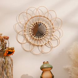 Handmade Aesthetic Wall Mirror Decor: Knitted Art for Bedroom & Living Room