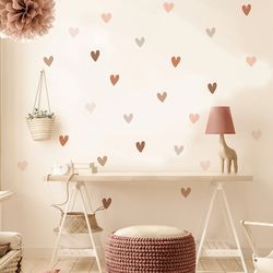 Boho Hearts Wall Sticker: Nursery Decor for Kids Bedroom - Vinyl Decals