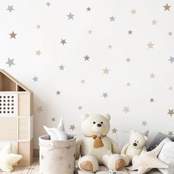 Removable Cartoon Stars Wall Stickers for Nursery and Kids' Rooms - Beige Decor