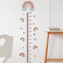 Pink Rainbow Growth Chart Wall Stickers: Height Measure for Kids | Nursery Room Decor for Girls