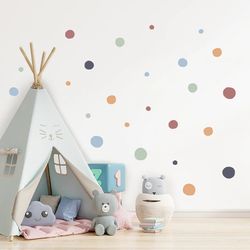 Colorful Polka Dot Children Wall Stickers: Removable Nursery Decals for Kids' Bedrooms