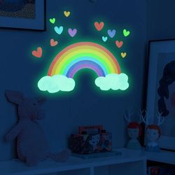 Glow in the Dark Wall Stickers: Cartoon Rainbow Luminous Decals for Baby Kid Rooms
