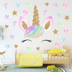 Colorful Unicorn 3D Flower Animal Wall Sticker for Child's Nursery Room Decor