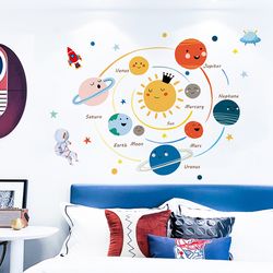 Cartoon Solar System PVC Wall Stickers: Children's Room DIY Decor for Boys & Nursery