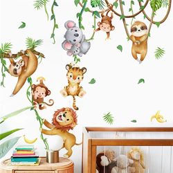 Jungle Animal Monkeys Wall Stickers for Kids Room - Nursery Decor