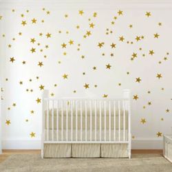 Star Wall Sticker Set: 65 Boho Scandinavian Polka Dot Space Decals for Kids Nursery Bedroom Decor