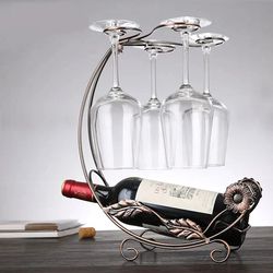 Metal Wine Rack & Glass Holder: Creative Bar Stand Display