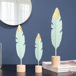 nordic iron feather ornaments: creative figurines for stylish home decor