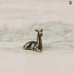 Copper Alloy Sika Deer Tabletop Ornaments - Vintage Animal Figurines