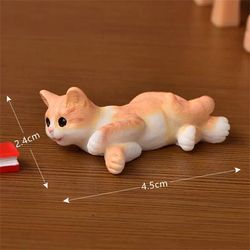 Cute Cartoon Animal Cat Resin Miniature - Kawaii Desk Ornament for Home Decor