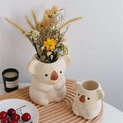 cute koala ceramic succulent planter pots - bonsai & flower pot accessories
