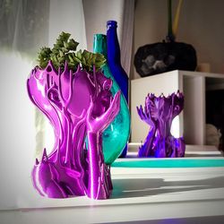 melted girl planter: resin succulent flower pot with drain holes- garden decor