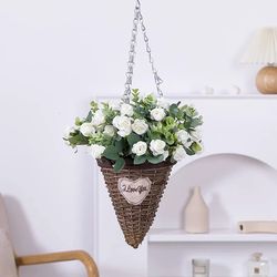 white silk rose peony bouquet: fake flower for wedding, party, home decor