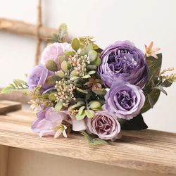 white silk roses: wedding & home autumn decor - luxury fake flower bouquet