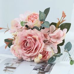 Artificial Hydrangea Rose Bouquet for Home & Wedding Decor