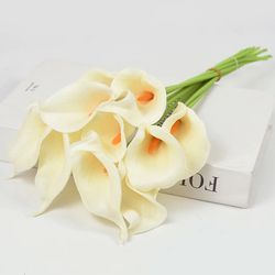 Real Touch Calla Lily Artificial Flowers - White Wedding Bouquet