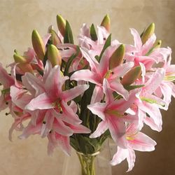 artificial lilies bouquet: 6 heads for wedding & home decor