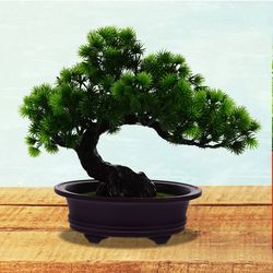 Mini Bonsai Green Home Decor - Artificial Pine Ornaments for Indoor & Outdoor