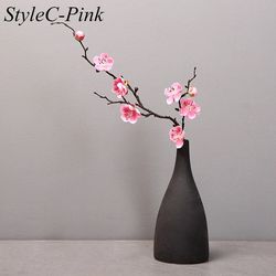 Elegant Cherry Red Silk Flower: Chinese Style Small Winter Plum Artificial Plant for Home Decor