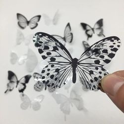 black & white crystal butterflies wall sticker