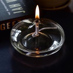 glass candlestick oil lamp holders with wick - rustic christmas decor