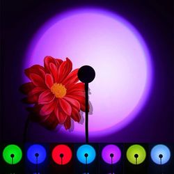 usb sunset projection lamp: rainbow atmosphere night light for photography, selfie, coffee store, live wall decor