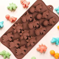 silicone cartoon animal chocolate mold: lion, bear, dinosaur for candy, ice cubes, kids' food