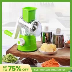 Multifunctional Roller Vegetable Cutter: Hand Crank Kitchen Shredder & Potato Grater for Home Use