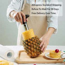 stainless steel pineapple peeler & slicer - easy-to-use fruit knife cutter corer, kitchen tool - 1pcs accessories